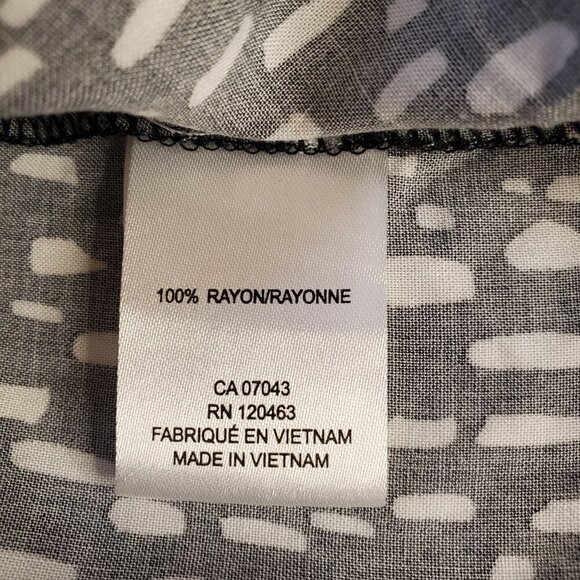 ALEX & LILI SZ XL Black White Print Abstract Dot Long Sleeve Flowy Rayon Dress - Picture 9 of 10